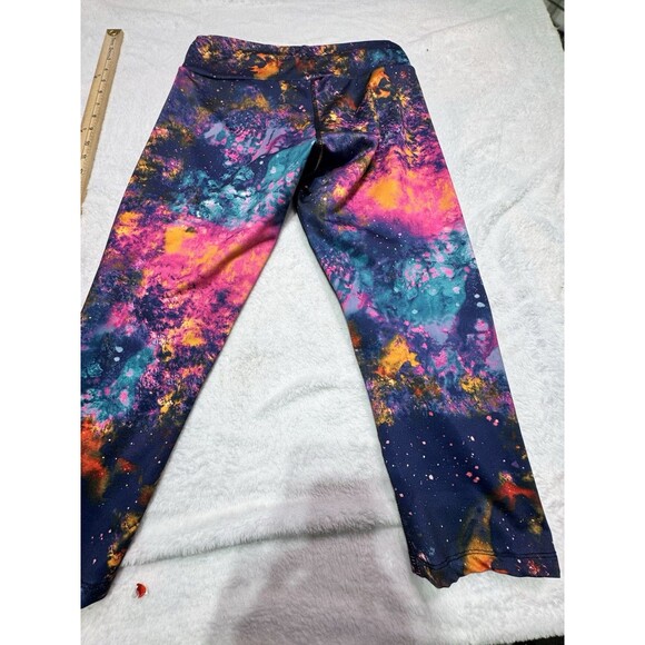 KOS USA Women's L Athletic Compression Running Leggings Galaxy Neon Color - Picture 11 of 12